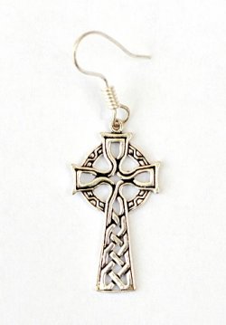 Celtic cross earrings - silver plated