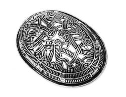 Viking oval brooch - silver plated