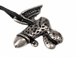 Winged phallus amulet - silver