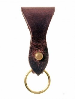 Leather key ring holder - brown