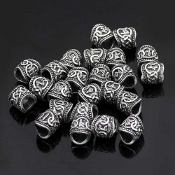 Rune hair beads set - silver color