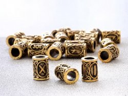 Rune beard bead - brass colour