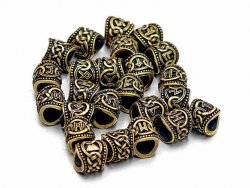 Rune hair beads set - brass color
