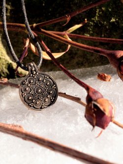 Filigree Slavic disc pendant