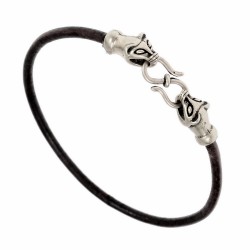 Leather bracelet - black / silver