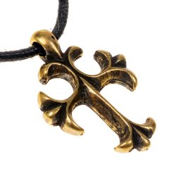 Medieval Cross Amulet - brass color