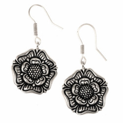 Tudor Rose earrings - silver plated