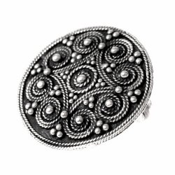 Granulation disc brooch - silver plated