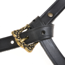 Viking leather belt - black / brass