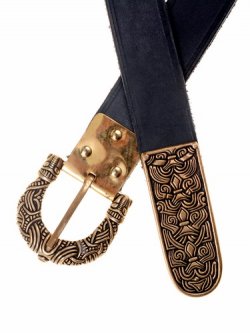 Viking leather belt with strap end