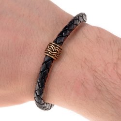 Leather bracelet with Viking bead