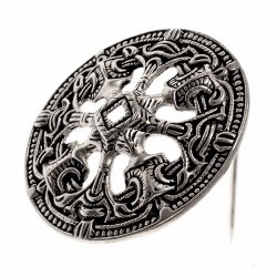 Viking disc brooch - silver plated