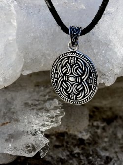 Viking disc amulet in nature