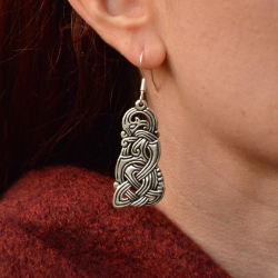 Viking dragon earrings in use