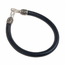 Leather armlet - black / silvered