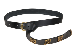 Viking leather belt - black / brass