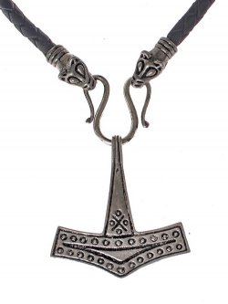 Leder-Collier mit Bornholm-Mjlnir