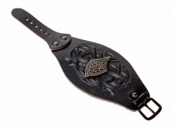 Viking leather wristband - black