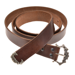 Viking leather belt - brown / silver