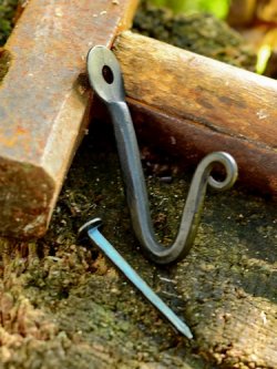 Forged iron wall hook - detail