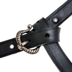 Viking leather belt - black / silver