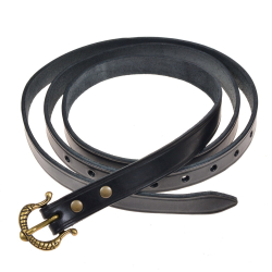 Viking leather belt - black / brass