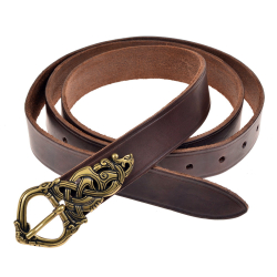 Viking leather belt - brown / brass