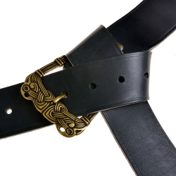Viking leather belt - black / brass