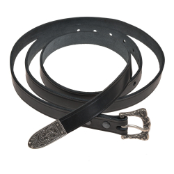 Viking leather belt - black / silver