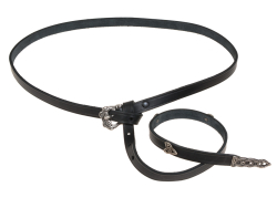 Viking leather belt - black / silver
