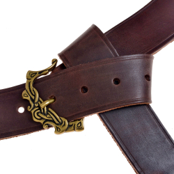 Viking leather belt - brown / brass