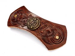 Leather hair barrette motiv 2: Viking