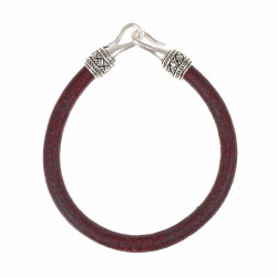 Leather Armlet - brown / silvered