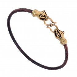 Leather bracelet - brown / bronze
