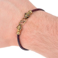 Viking leather bracelet in use