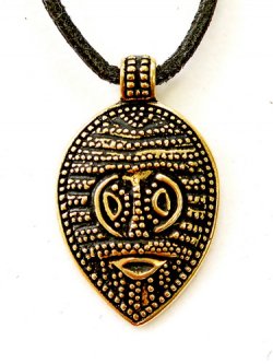 Viking mask pendant - bronze