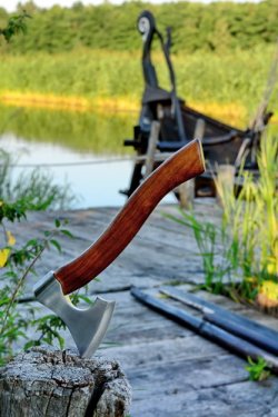 Viking hatchet in use