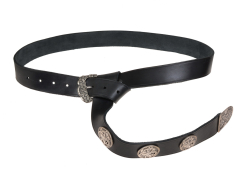 Viking leather belt - black / silver