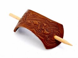 Leather barrette motif 4: Viking