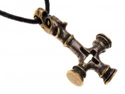 Viking Wolf Cross - brass color