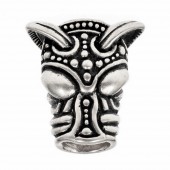 Viking wolf beard bead - silver plated