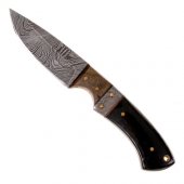 Damascus Hunting Knife - horn / ash wood