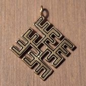 Fire cross pendant - bronze