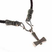 Leather necklace with Mjoelnir