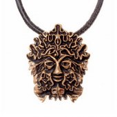 Green man pendant - bronze