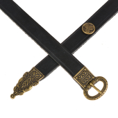Late Roman leather belt - black / brass
