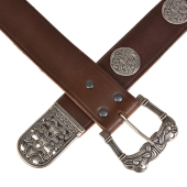 Viking leather belt - brown / silver