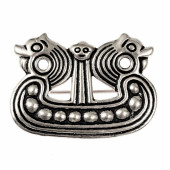 Viking ship brooch - silver-plated