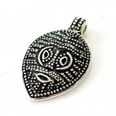 Viking mask pendant - silver