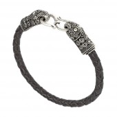 Viking bracelet - black / silver-plated